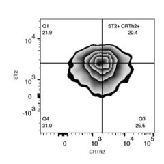 Detection of endogenous human ST2 with anti-ST2 (human), pAb (ATTO 647N) (AG-25A-0058YTS). <b>Method:</b> ILC2 cell line (Chemoattractant receptor-homologous molecule expressed on TH2 cells, CRTH2+)  were stained with anti-ST2 (human), pAb (ATTO 647N) (1: