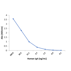 Sandwich ELISA using RM128 as the capture antibody (100ng/well), and Biotinylated anti-human light chains (k+l) antibody RM129 (0.2ug/mL) as the detection antibody, followed by an alkaline phosphatase conjugated streptavidin.